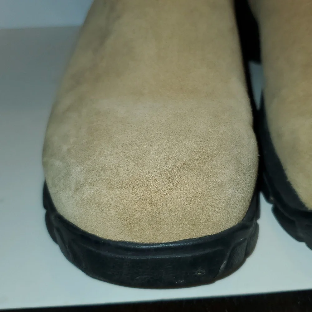 Lands End Womens Suede and Fleece Winter Boots In Tan Size 9B